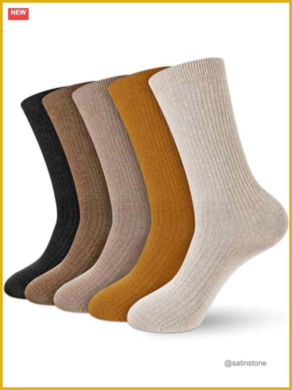 Wool Blend Crew Socks Ribbed Winter Warm Calf Socks 5 Pairs